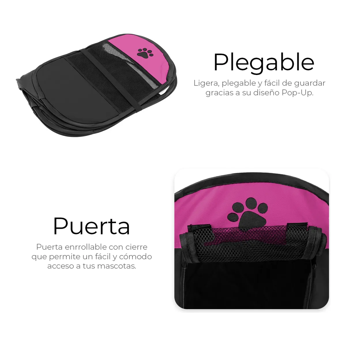 Foto 3 | Casa Corral Lab.g Portátil Para Mascotas Negro Rosa