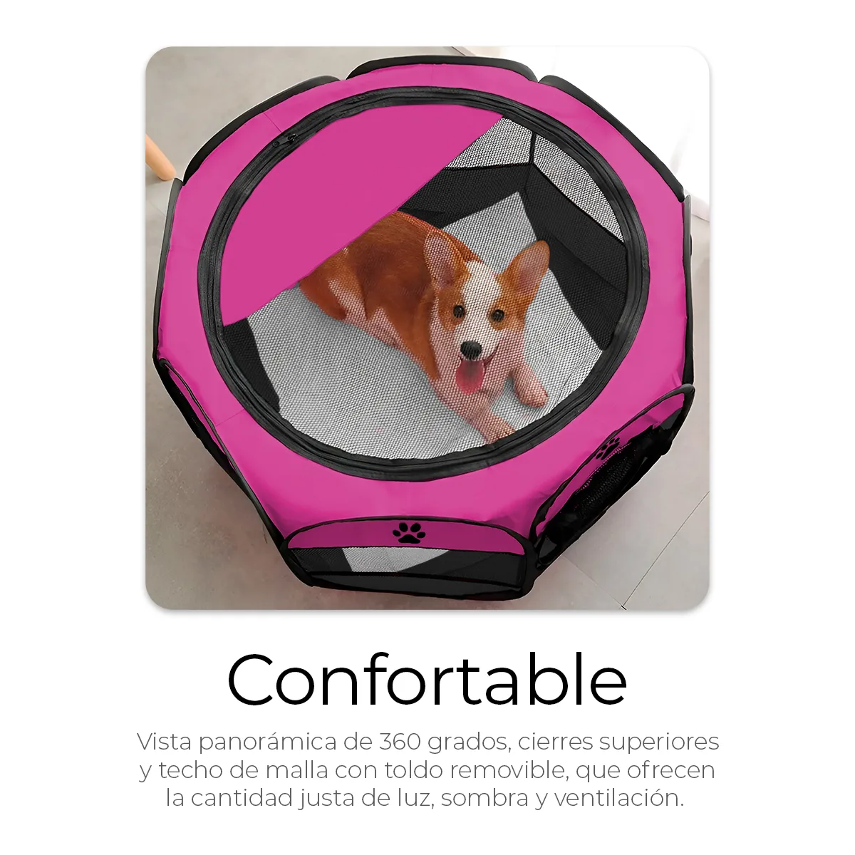 Foto 4 | Casa Corral Lab.g Portátil Para Mascotas Negro Rosa