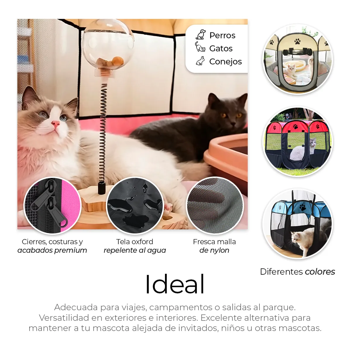 Foto 5 | Casa Corral Lab.g Portátil Para Mascotas Negro Rosa