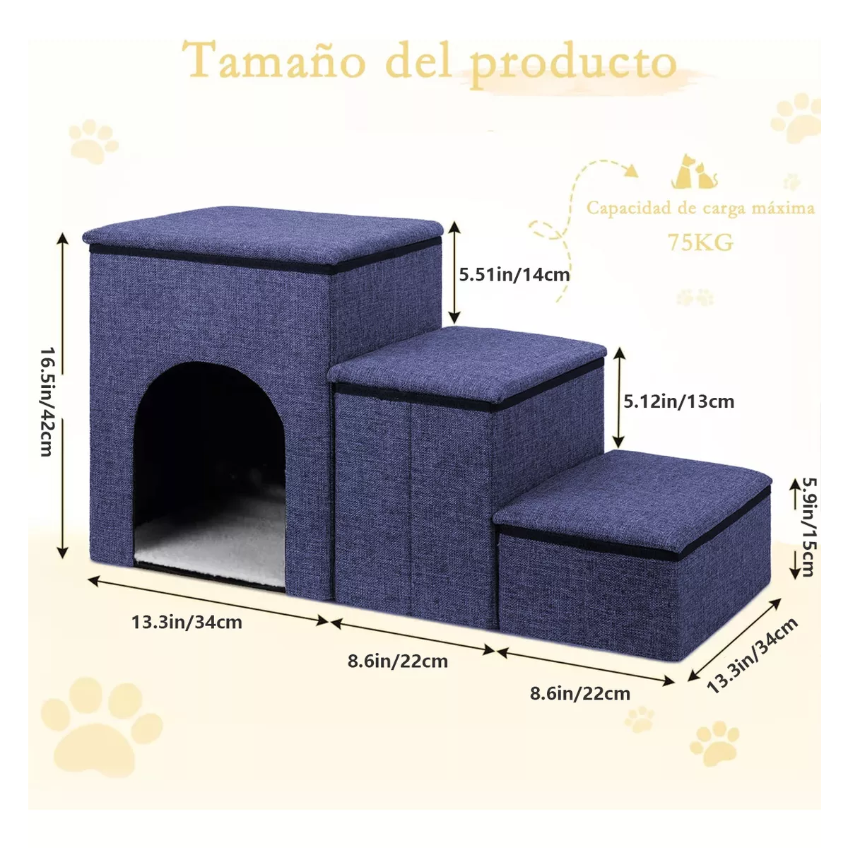Foto 3 pulgar | Escaleras 3 Escalones Eo Safe Imports Esi-14712 Azul para Mascotas