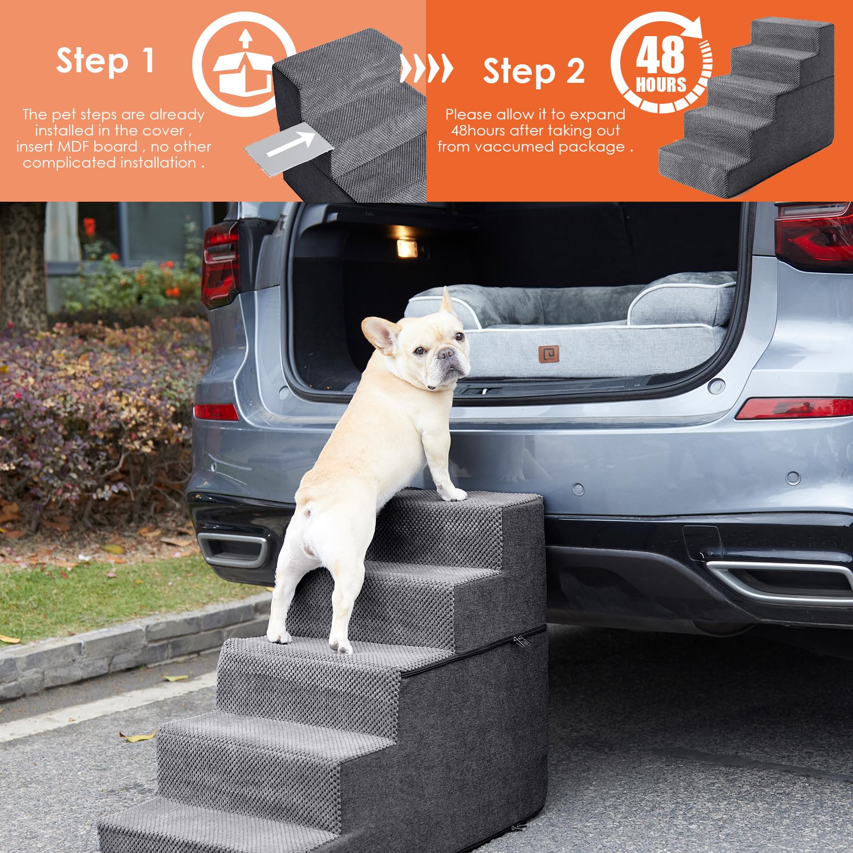 Foto 4 | Escaleras Para Perros Eheyciga De 5 Peldaños Para Camas Altas Con Funda Lavable - Venta Internacional.