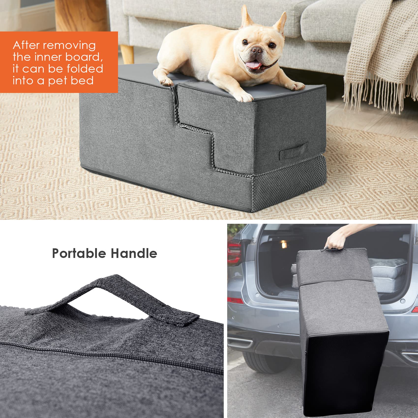 Foto 6 pulgar | Escaleras Para Perros Eheyciga De 5 Peldaños Para Camas Altas Con Funda Lavable - Venta Internacional.