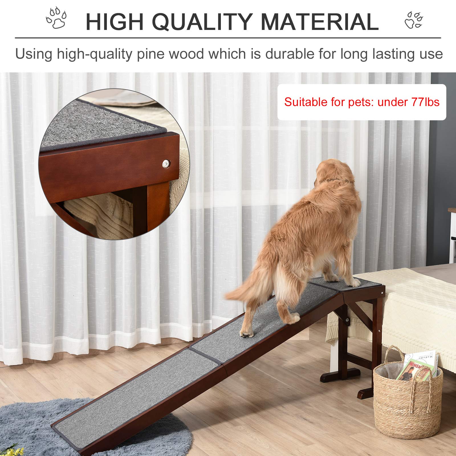 Foto 5 pulgar | Rampa Para Cama Dog Ramp Pawhut, Superficie Antideslizante, Capacidad De 35 Kg - Venta Internacional.