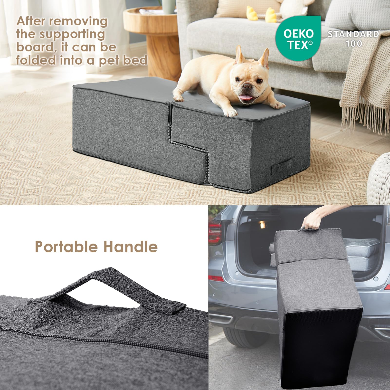 Foto 5 | Escalera Para Perros Eheyciga, 4 Peldaños, Para Cama Alta, 45 Cm, Antideslizante, Gris - Venta Internacional.