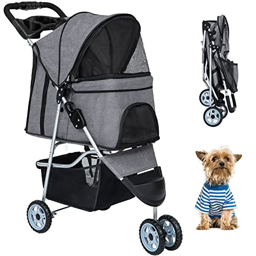 Pet Stroller Bestpet Jogger Para Perros Y Gatos, Color Gris - Venta Internacional.