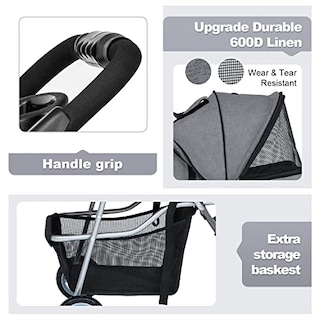 Foto 4 | Pet Stroller Bestpet Jogger Para Perros Y Gatos, Color Gris - Venta Internacional.