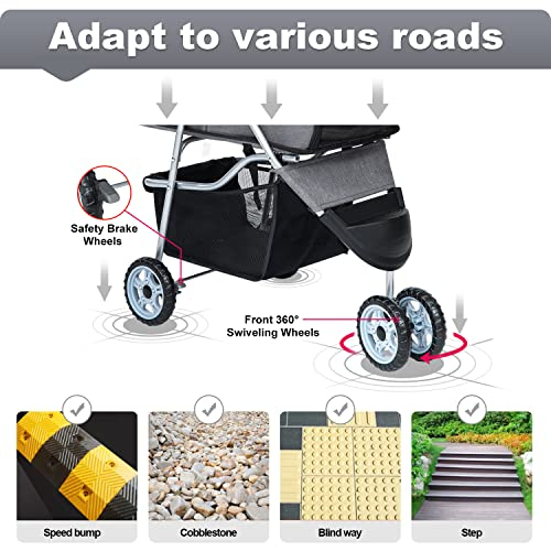 Foto 6 pulgar | Pet Stroller Bestpet Jogger Para Perros Y Gatos, Color Gris - Venta Internacional.