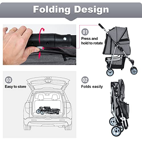 Foto 6 | Pet Stroller Bestpet Jogger Para Perros Y Gatos, Color Gris - Venta Internacional.