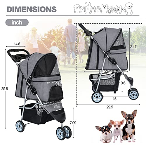 Foto 8 pulgar | Pet Stroller Bestpet Jogger Para Perros Y Gatos, Color Gris - Venta Internacional.