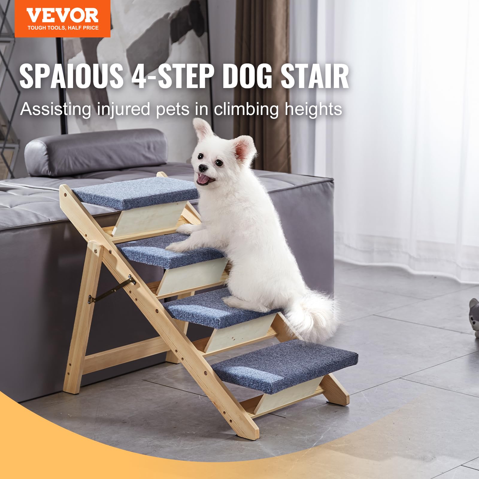Foto 3 pulgar | Escaleras De Madera Para Mascotas Vevor 2 En 1 Plegables Para Pequeñas Y Medianas Lar - Venta Internacional.