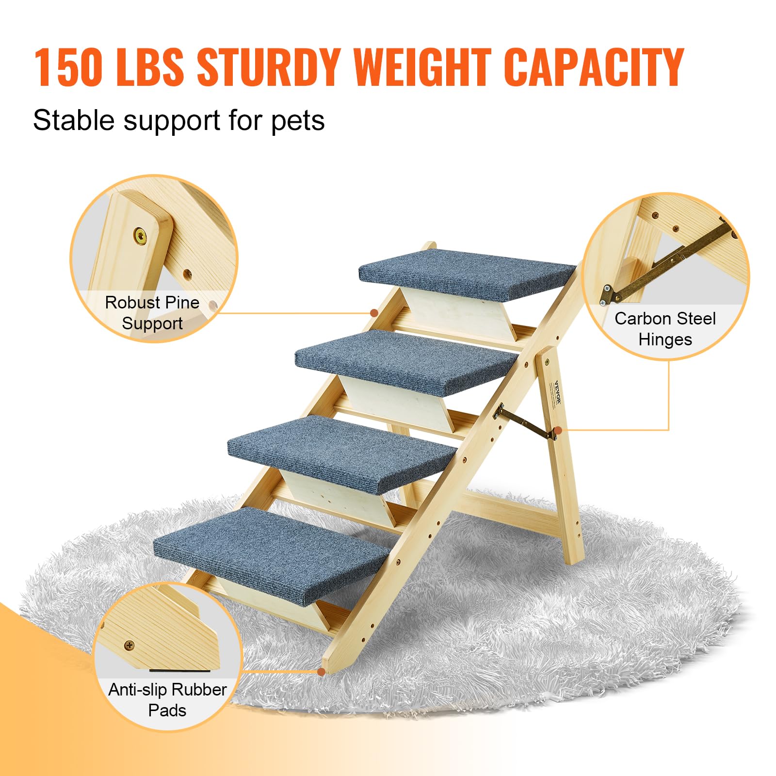 Foto 5 pulgar | Escaleras De Madera Para Mascotas Vevor 2 En 1 Plegables Para Pequeñas Y Medianas Lar - Venta Internacional.