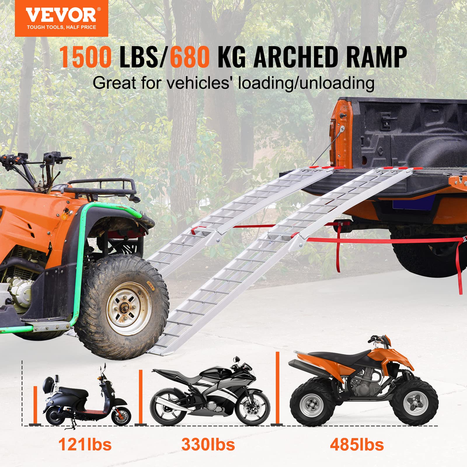 Foto 2 | Rampas De Carga Vevor De Aluminio De 7.5 Pies Y 680 Kg Para Camionetas - Venta Internacional.