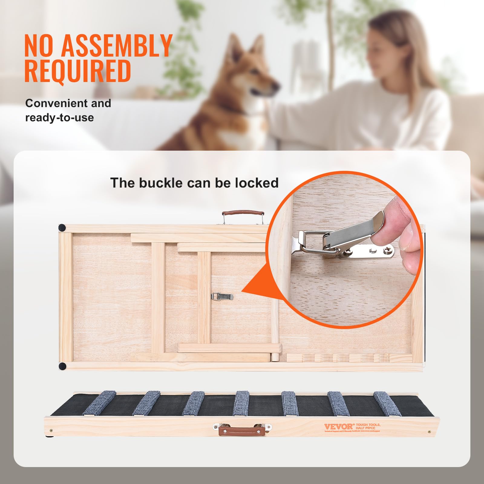 Foto 6 | Rampa Para Perros Vevor Plegable Para Cama Ajustable De 15 A 56 Cm De Madera - Venta Internacional.