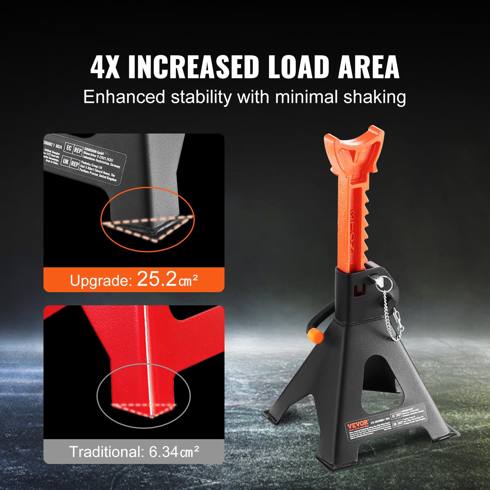 Foto 5 pulgar | Auto Jack Stands Vevor Con Capacidad De 3 Toneladas (6,000 Libras) Con Doble Cierre - Venta Internacional.