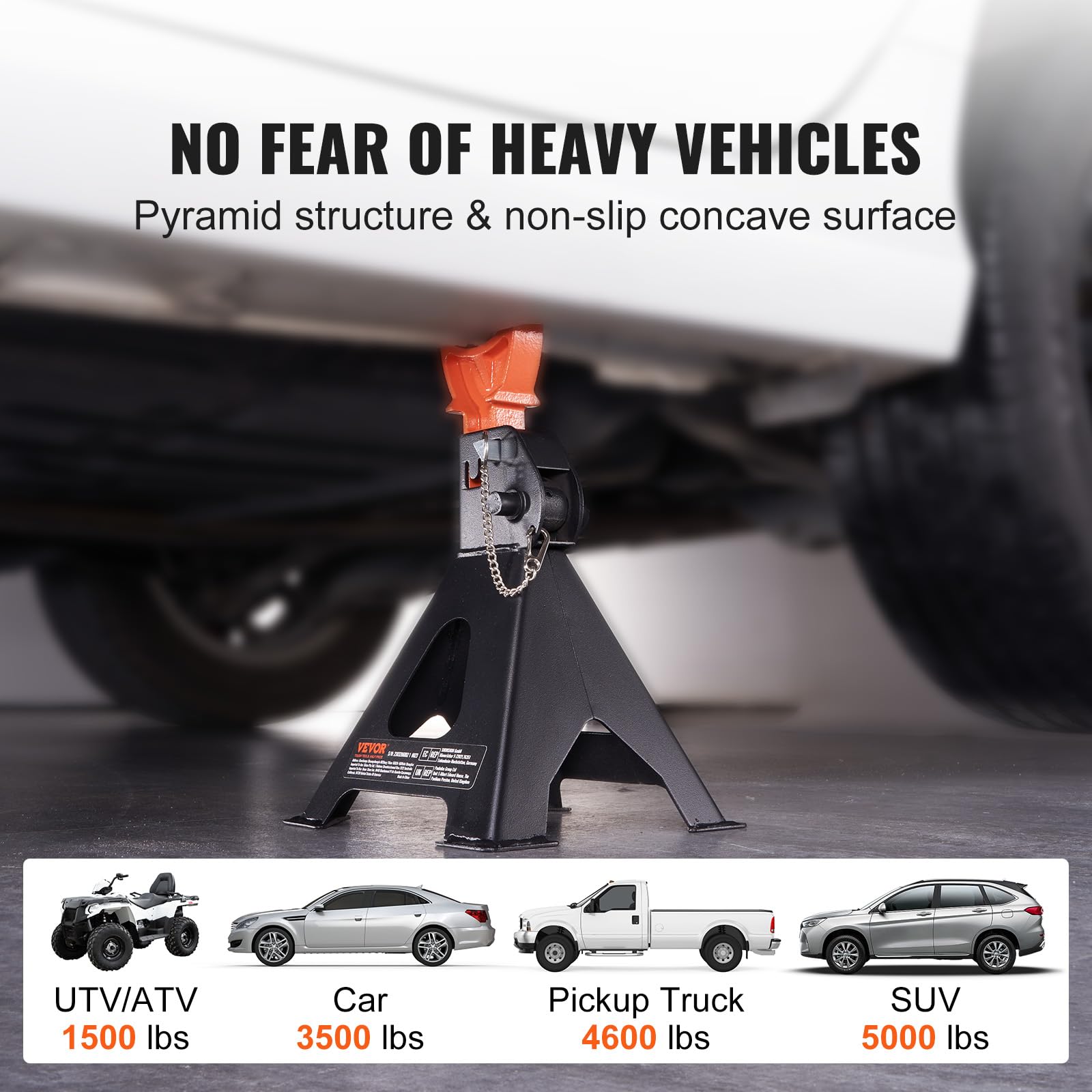 Foto 7 pulgar | Auto Jack Stands Vevor Con Capacidad De 3 Toneladas (6,000 Libras) Con Doble Cierre - Venta Internacional.