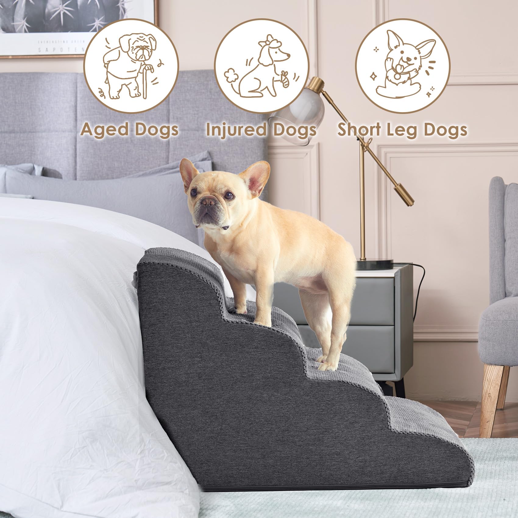 Foto 5 pulgar | Rampa Curva Eheyciga Para Perros, Para Camas Altas, 50 Cm, 4 Peldaños - Venta Internacional.