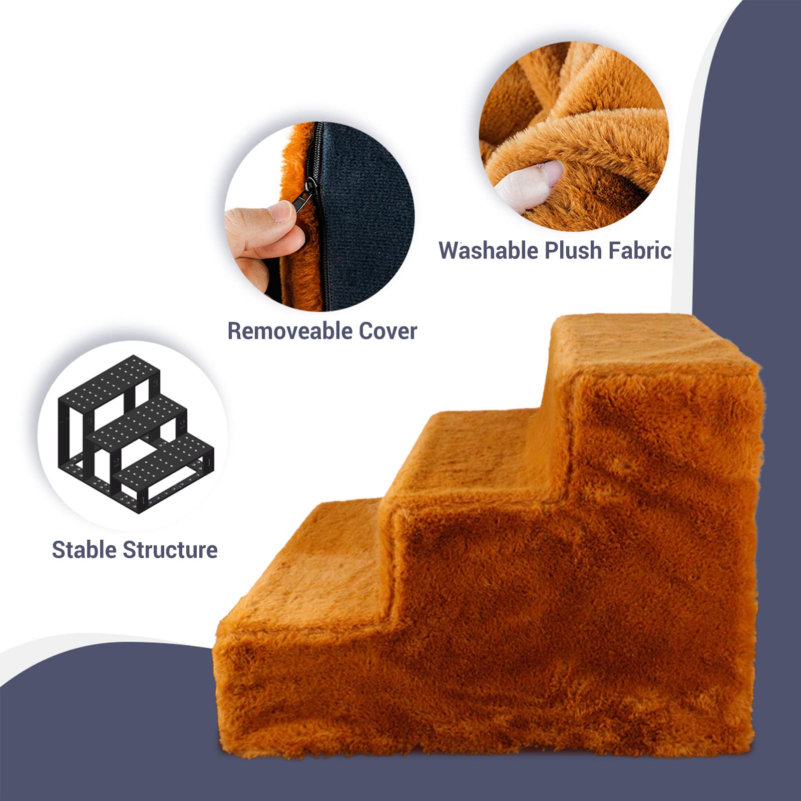 Foto 4 pulgar | Escaleras Para Perros, Para Cama Alta Y Sofá, Escalones Para Mascotas, Color Marrón - Venta Internacional.
