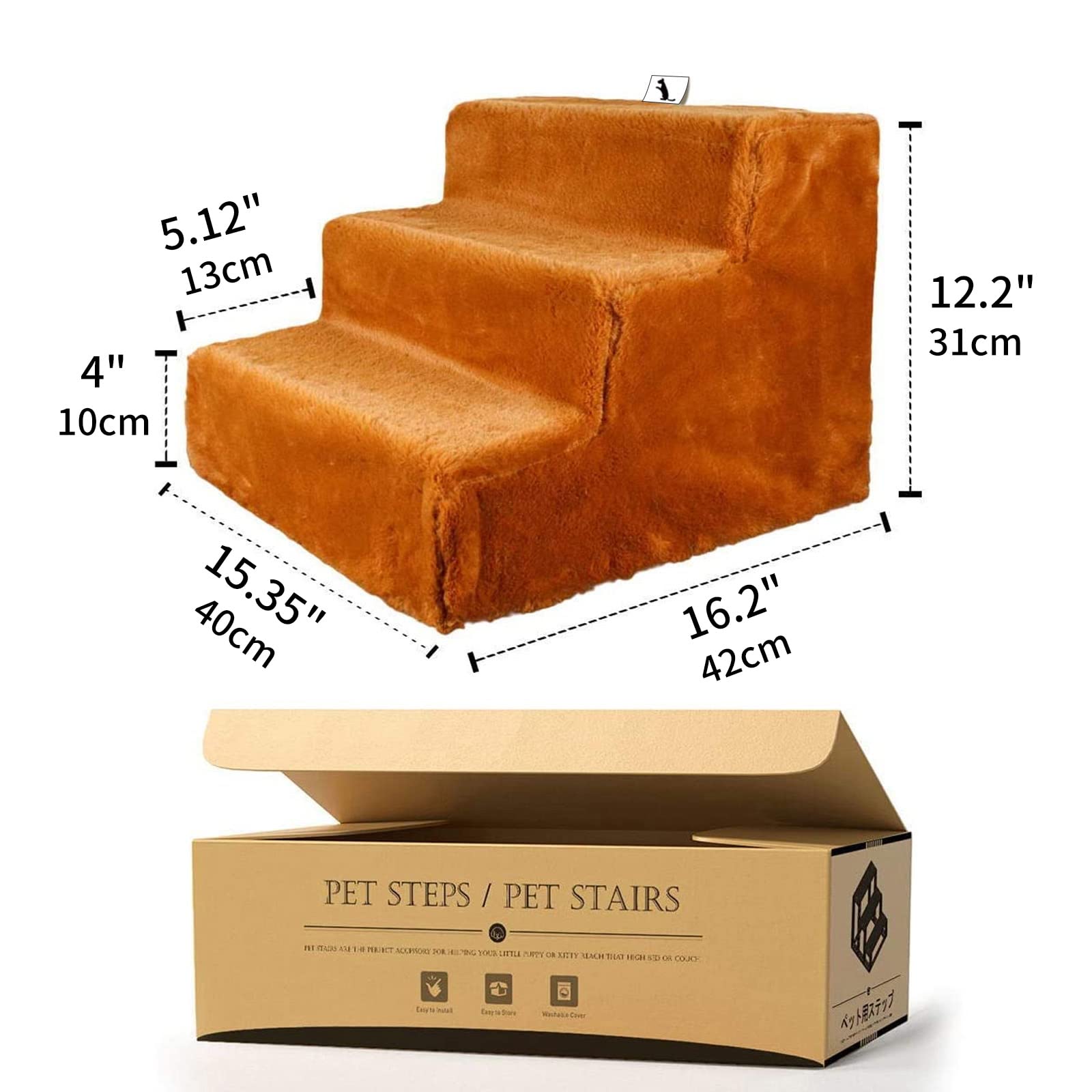 Foto 5 pulgar | Escaleras Para Perros, Para Cama Alta Y Sofá, Escalones Para Mascotas, Color Marrón - Venta Internacional.