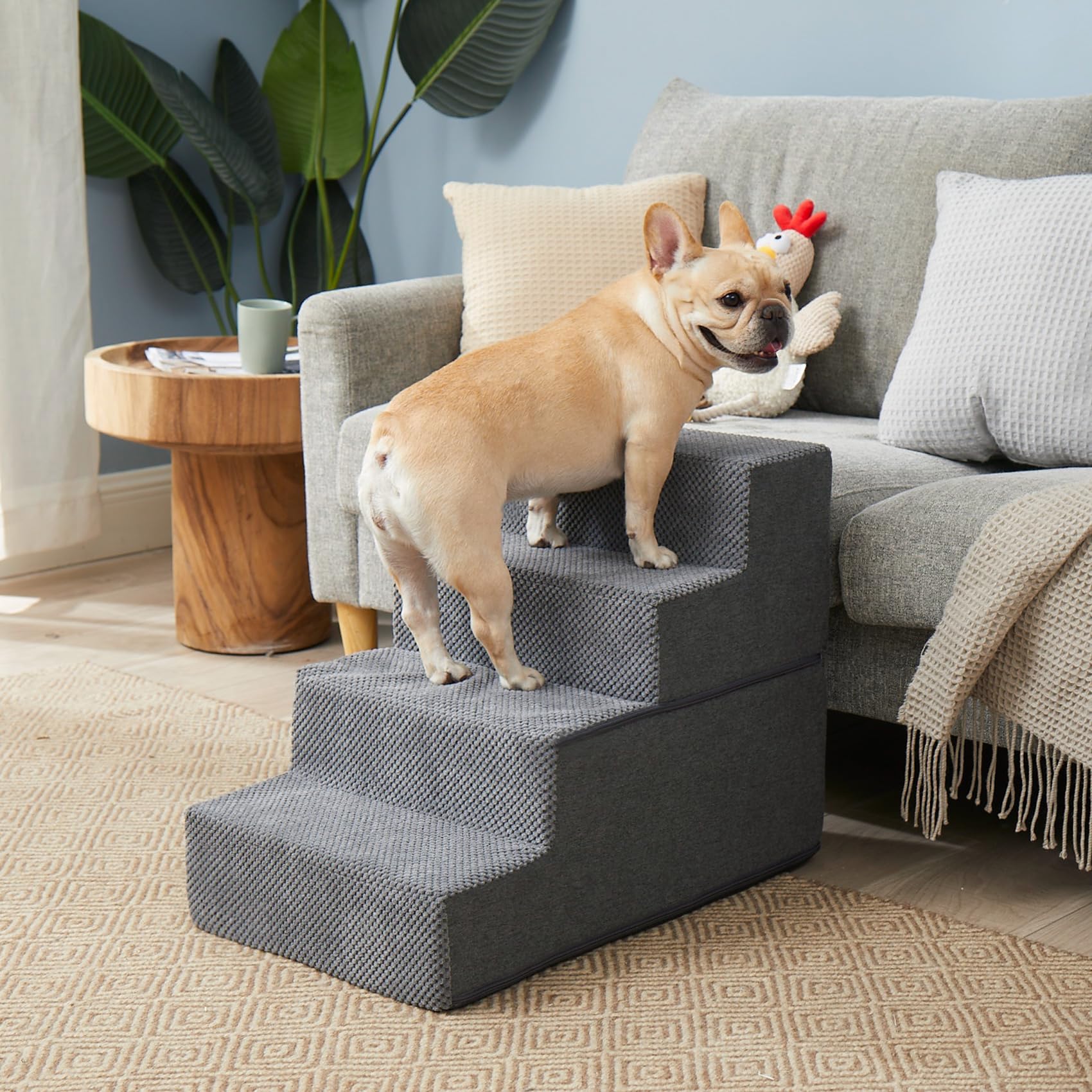 Foto 4 | Escalera Para Perros Eheyciga  4 Peldaños  Para Cama Alta  45 Cm  Antideslizante  Gris - Venta Internacional.