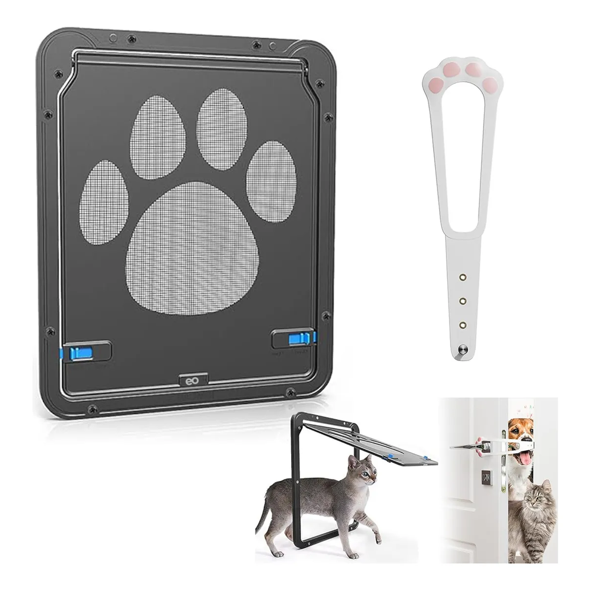 Foto 5 pulgar | Puerta Mascotas Perro Gatos Con Cerradura Y Pestillo 29x24cmeo Safe Imports Esi-20232 Gris