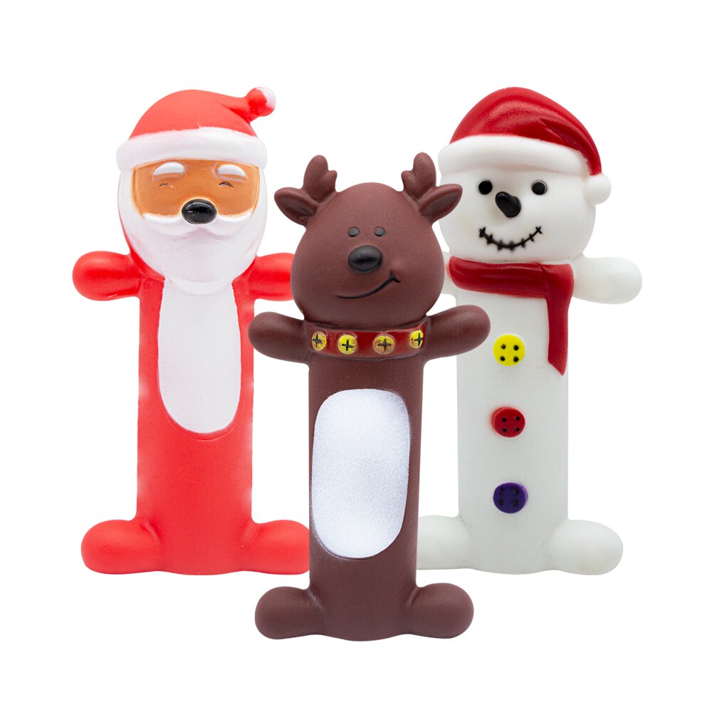 Juguete para Mascotas Navideño Multicolor Set 3 Piezas de Vinil de Alta Resistencia Coloridos