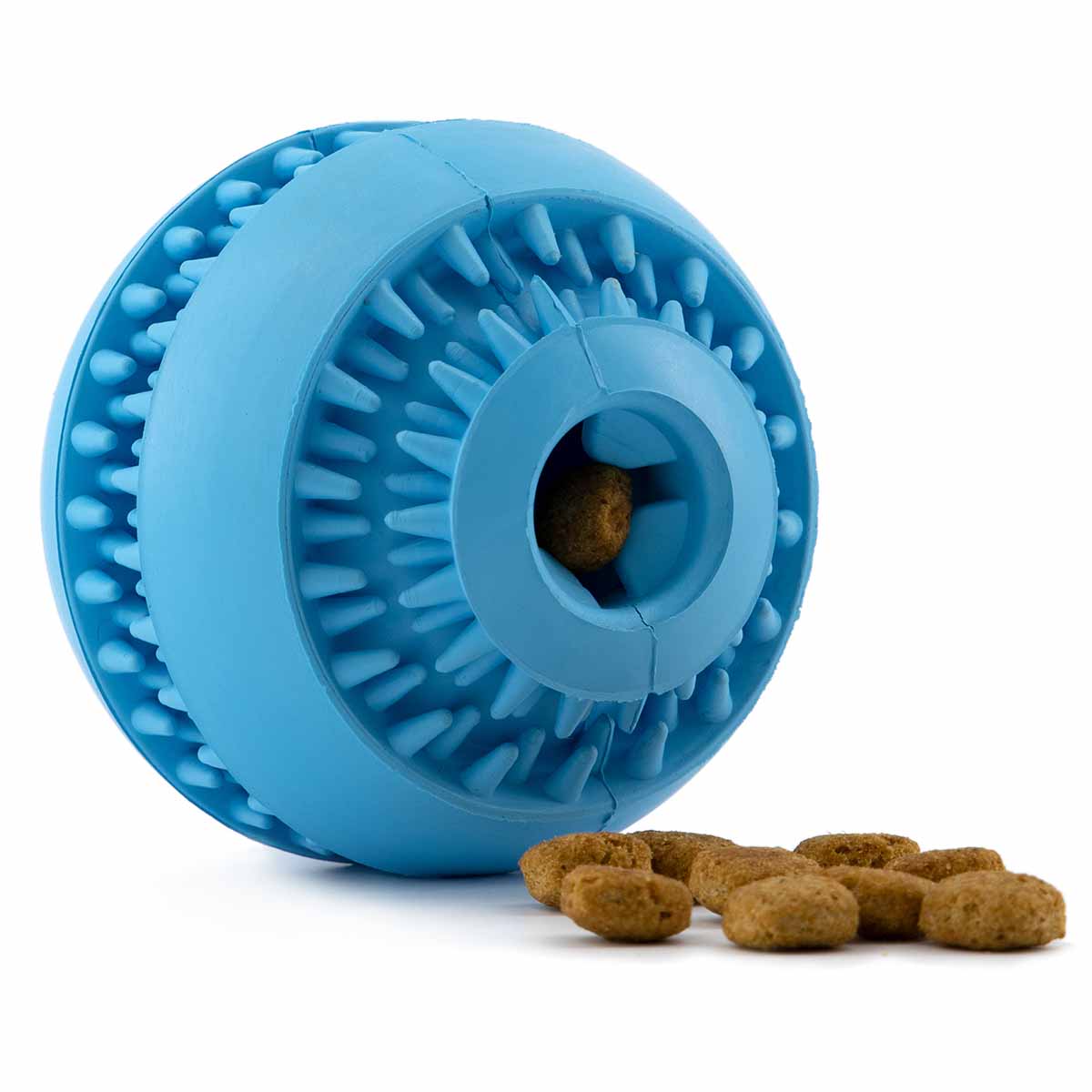 Pelota Juguete para Perro Dispensador de Premios con Textura de Picos Suaves Mr Wuff color Azul Grande