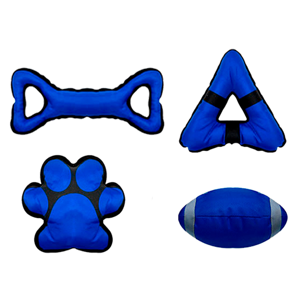 Juguete para Mascotas Figuras Acolchonadas color Azul Paquete 4 Piezas Poliéster Resistente Mayoreo