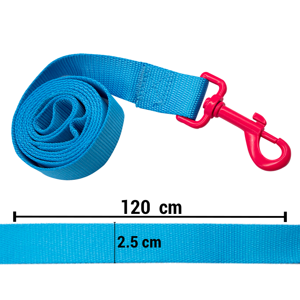 Foto 3 pulgar | Correa para Perro Retro color Azul con Gancho Neón Rosa Grande de Poliéster Pvc y Boche Plástico