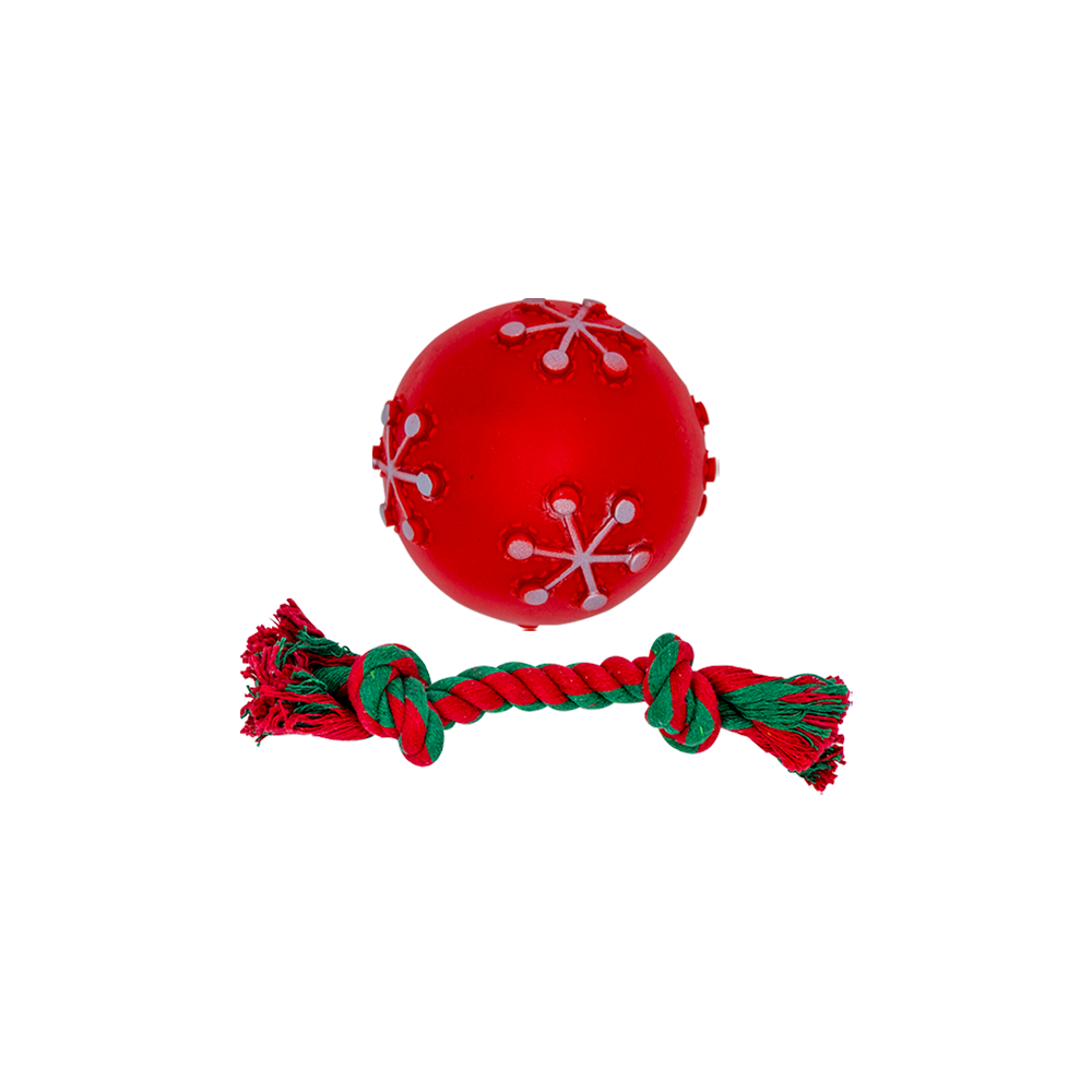 Juguete Navideño Chillón Esfera con Cuerda Algodón Suave Resistente color Rojo