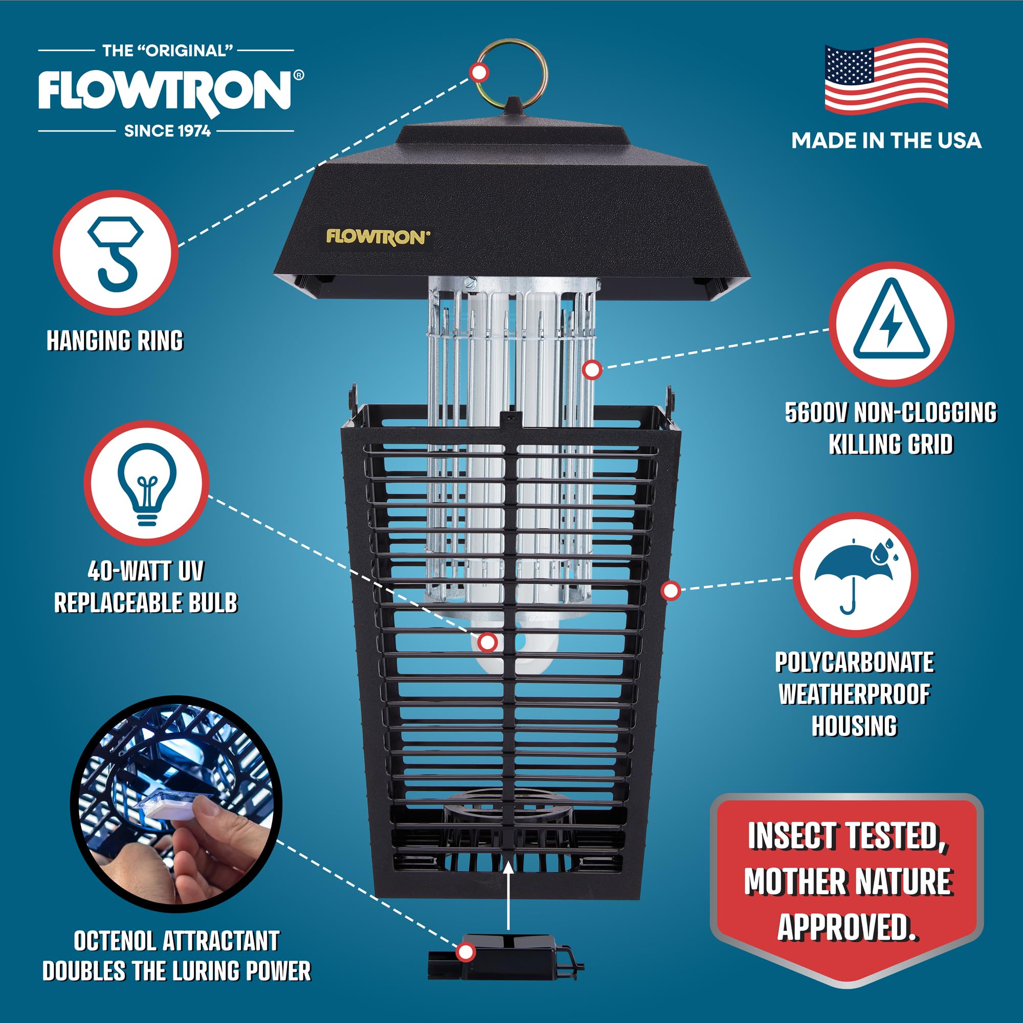 Foto 3 pulgar | Bombilla Bug Zapper Flowtron De 1 Acre, Cobertura Exterior, 40 W, 5600 V - Venta Internacional.
