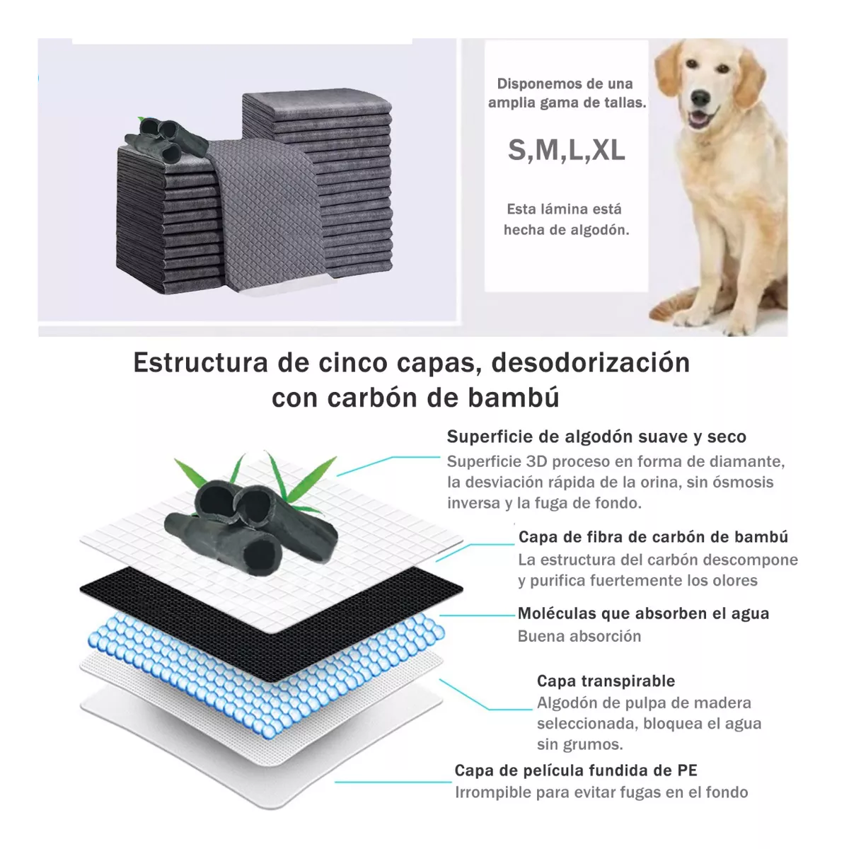 Foto 3 pulgar | Paquete 100 Pañales Tapete Entrenador Para Perro Carbón Bambú  Eo Safe Imports Esi-9825 Gris