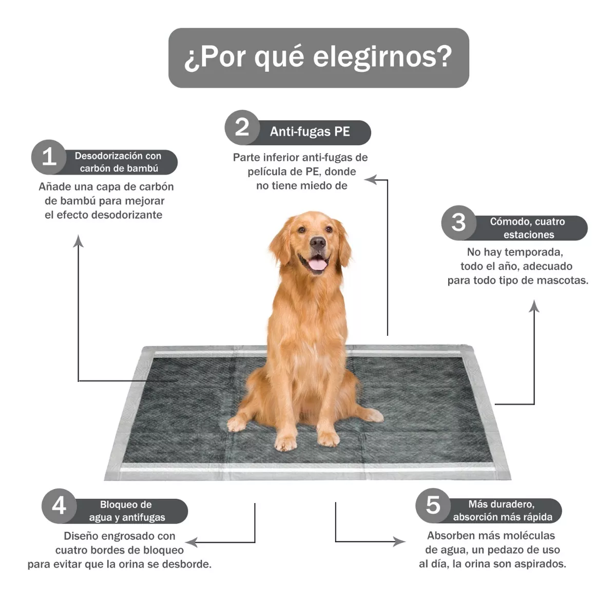 Foto 4 pulgar | Paquete 100 Pañales Tapete Entrenador Para Perro Carbón Bambú  Eo Safe Imports Esi-9825 Gris