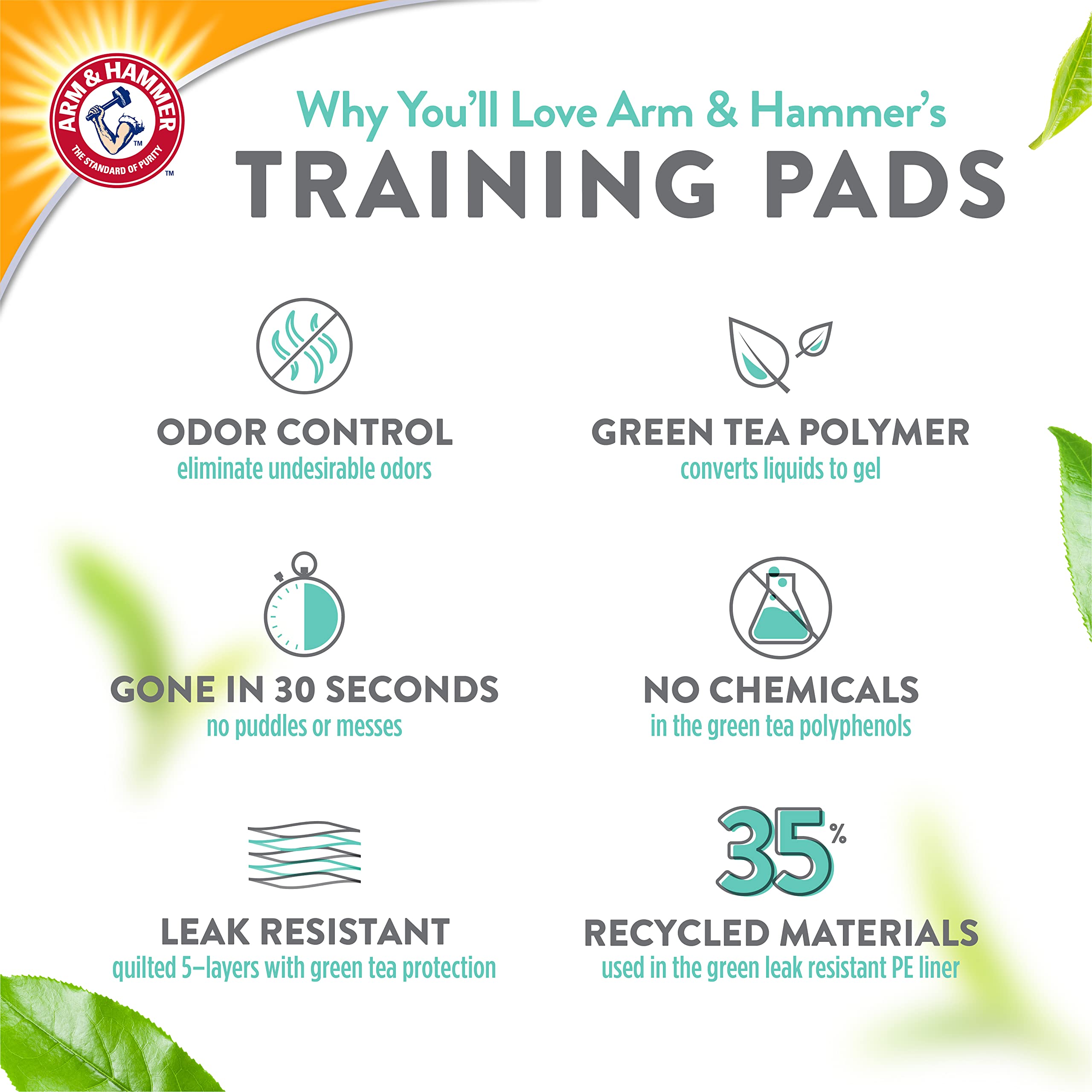 Foto 5 pulgar | Almohadillas De Entrenamiento Arm & Hammer Green Tea, 50 Unidades, Para Perros - Venta Internacional.