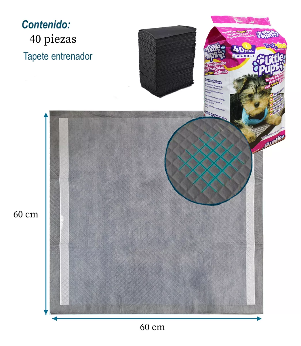 Foto 5 pulgar | Tapete Entrenador para Perro Absorbente 60 x 60 cm con Carbón Activado 40 Pañales