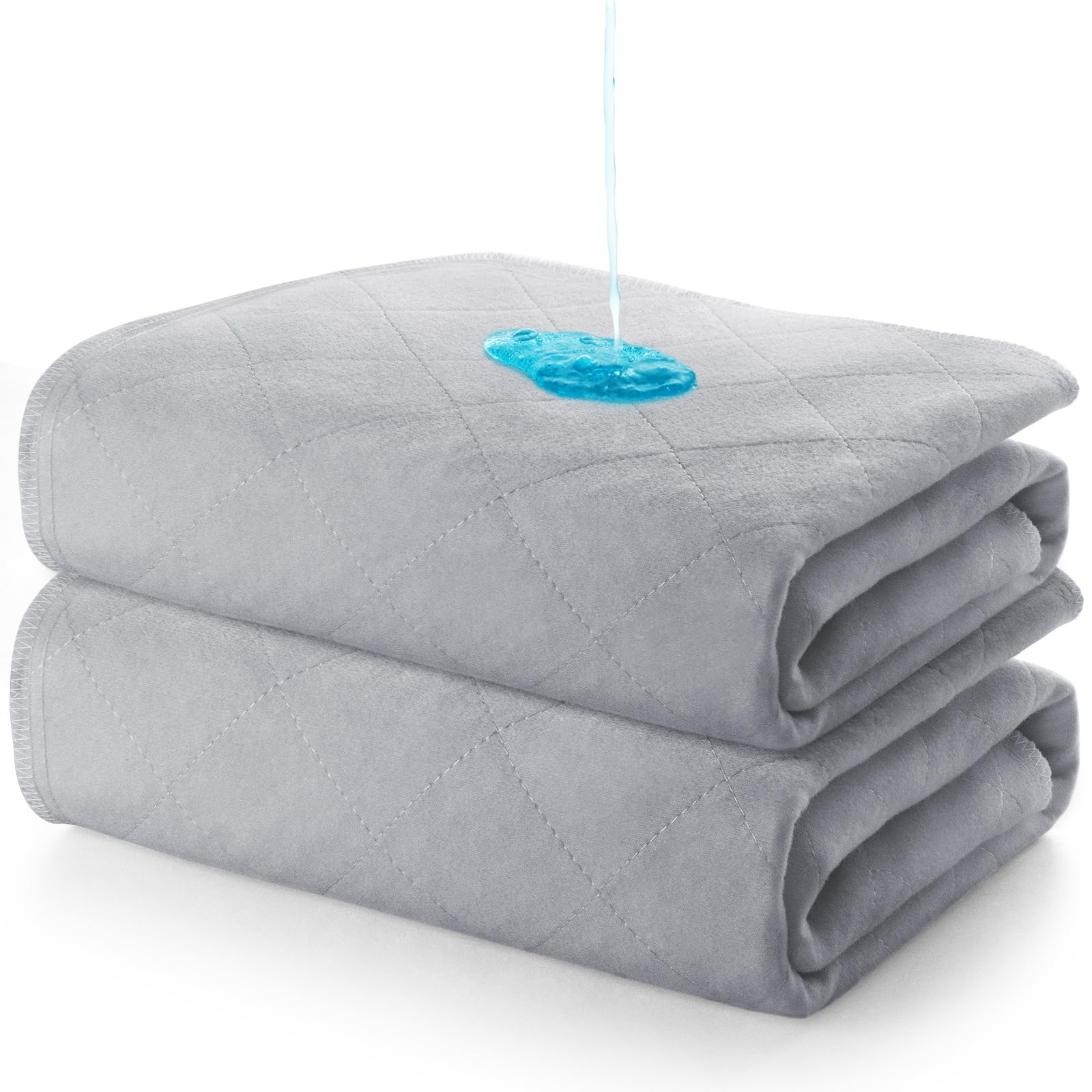 Foto 1 | Almohadillas De Cama Impermeables Moonsea, Lavables, 2 Unidades, 34 X 36 Cm, Color Gris - Venta Internacional.