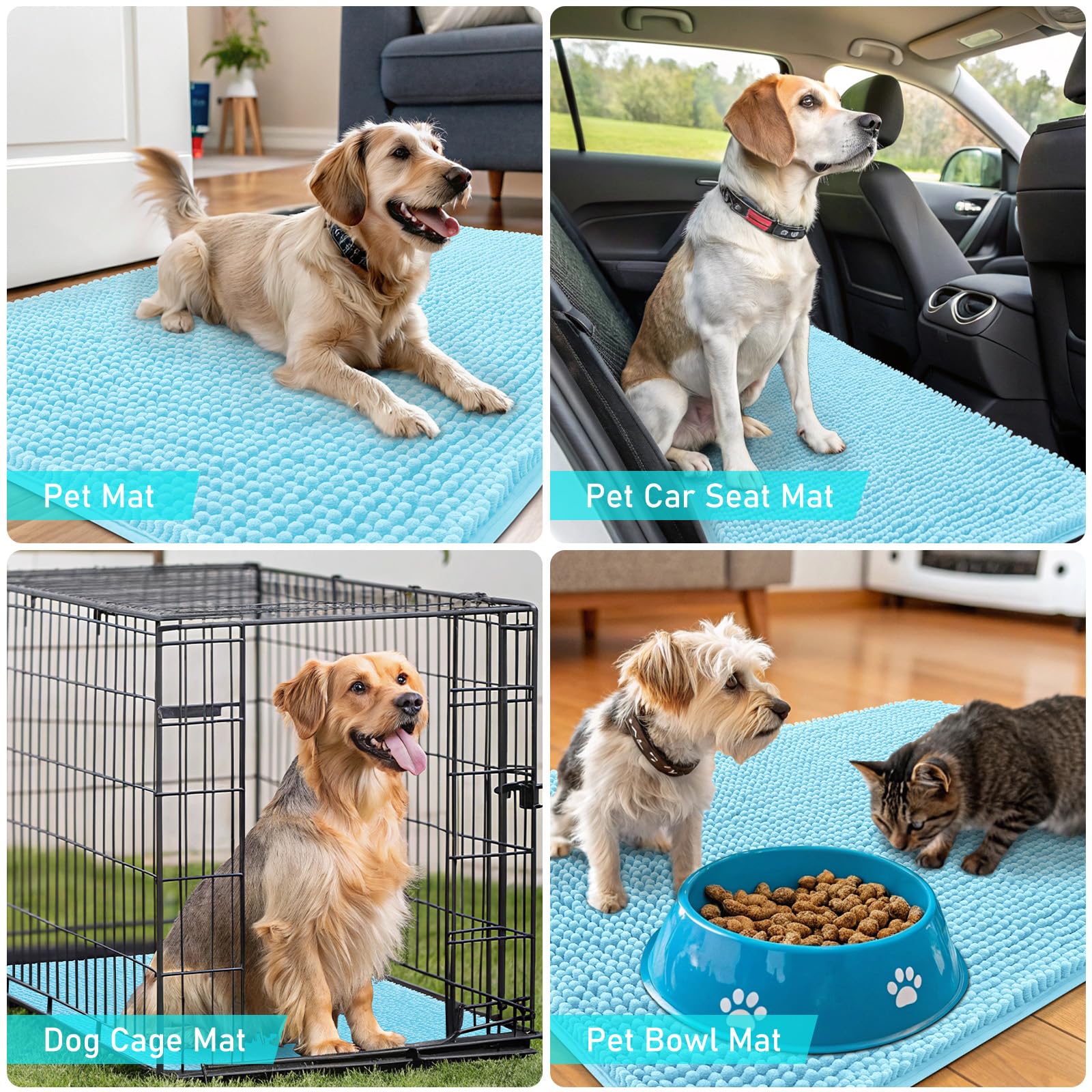 Foto 7 | Felpudo Para Perros Olanly, Absorbente, Antideslizante, Lavable, 44 X 24 Cm, Azul - Venta Internacional.