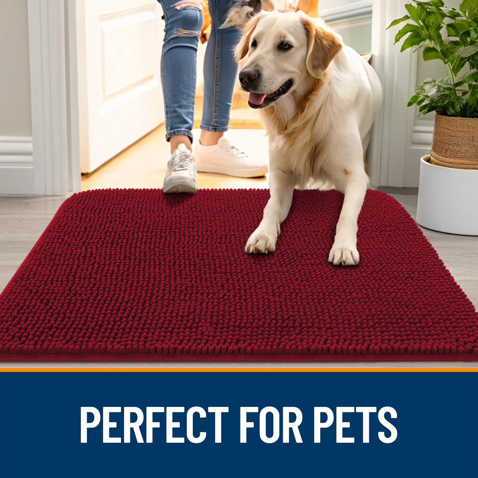 Foto 7 pulgar | Felpudo Para Perros Olanly, Absorbente, Antideslizante, Lavable, 44 X 24 Cm, Rojo - Venta Internacional.