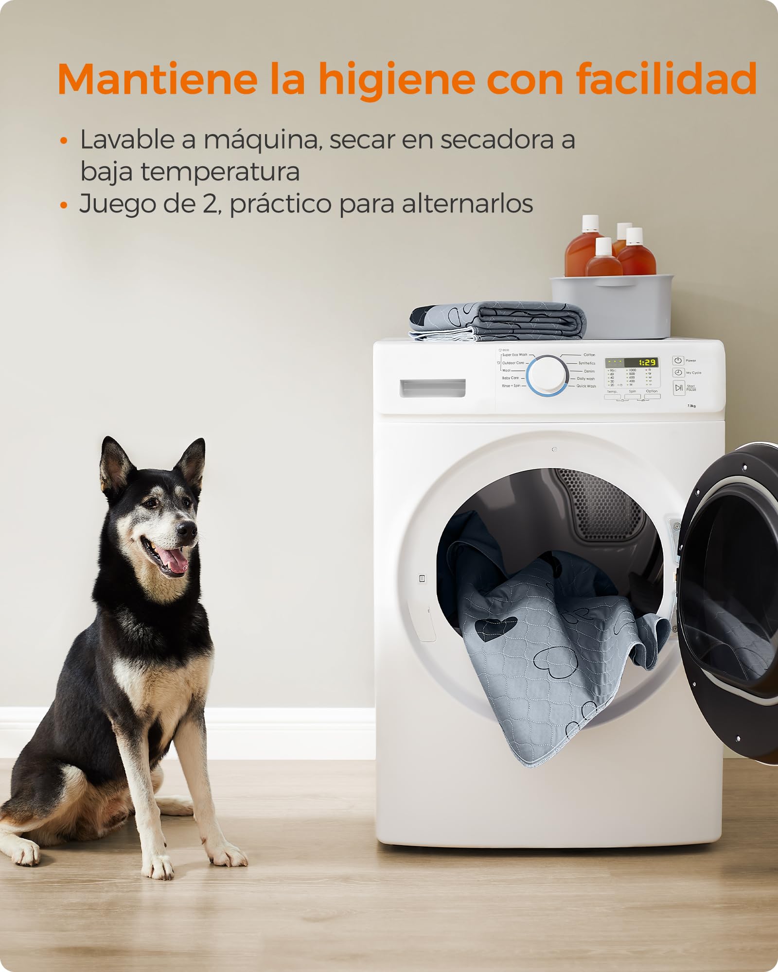 Foto 8 pulgar | Alfombrillas Lavables Para Perros Feandrea Mptd048g01, 152 X 122 Cm, Gris, 2 Unidades