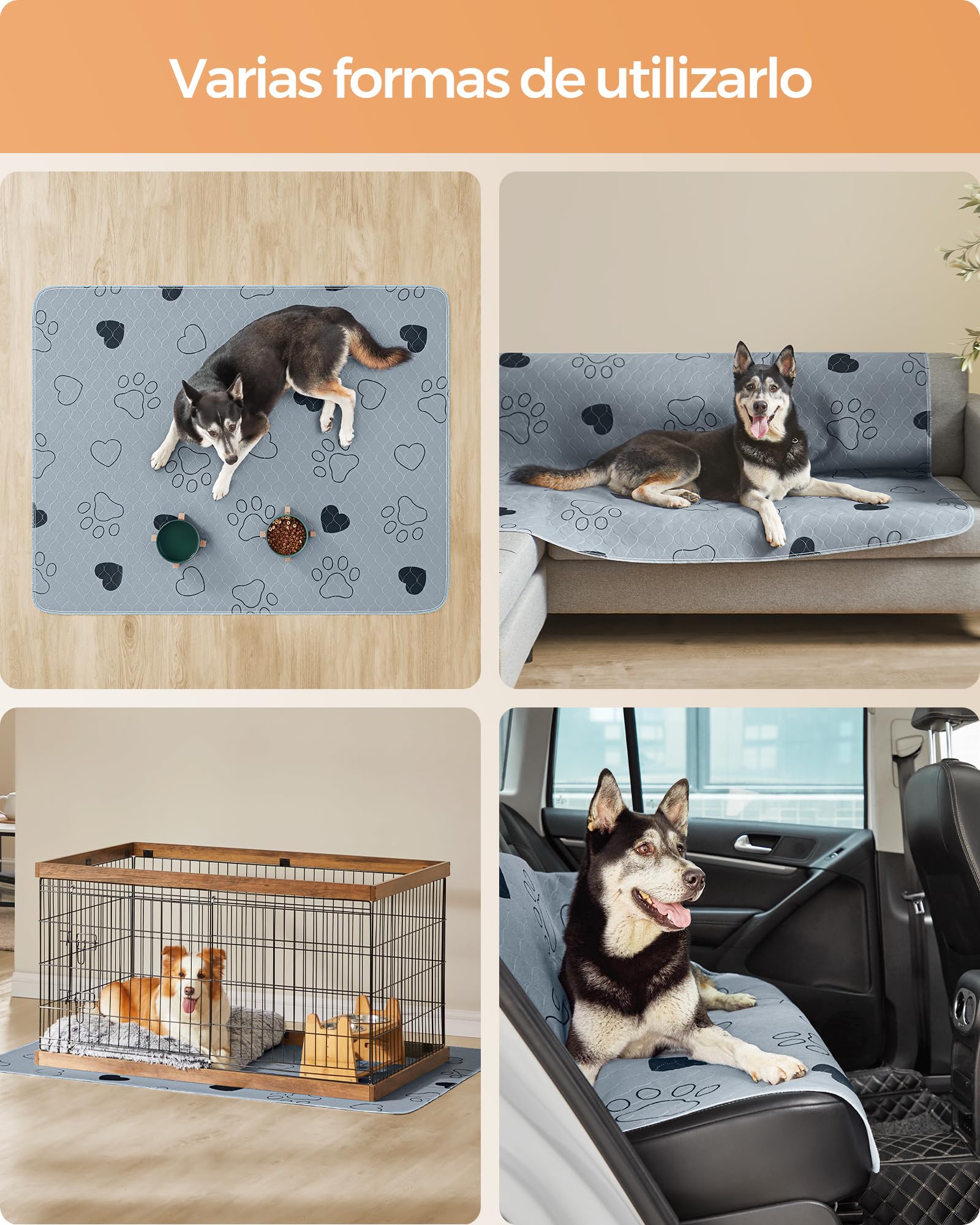 Foto 8 | Alfombrillas Lavables Para Perros Feandrea Mptd048g01, 152 X 122 Cm, Gris, 2 Unidades