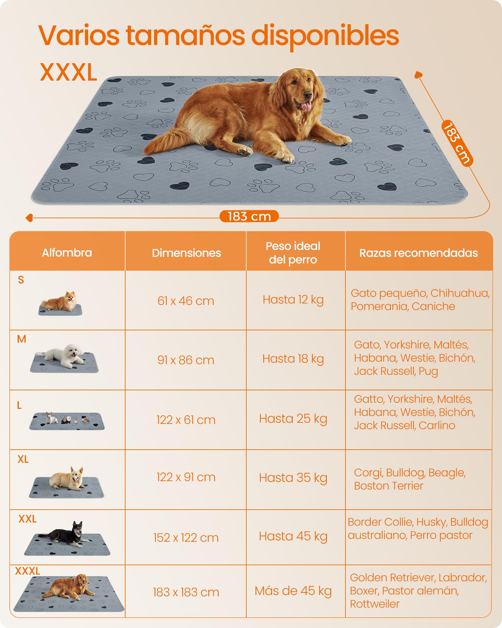 Foto 6 pulgar | Alfombrillas Lavables Para Perros Feandrea, Reutilizables, Absorbentes, 183 X 183 Cm, Color Gris