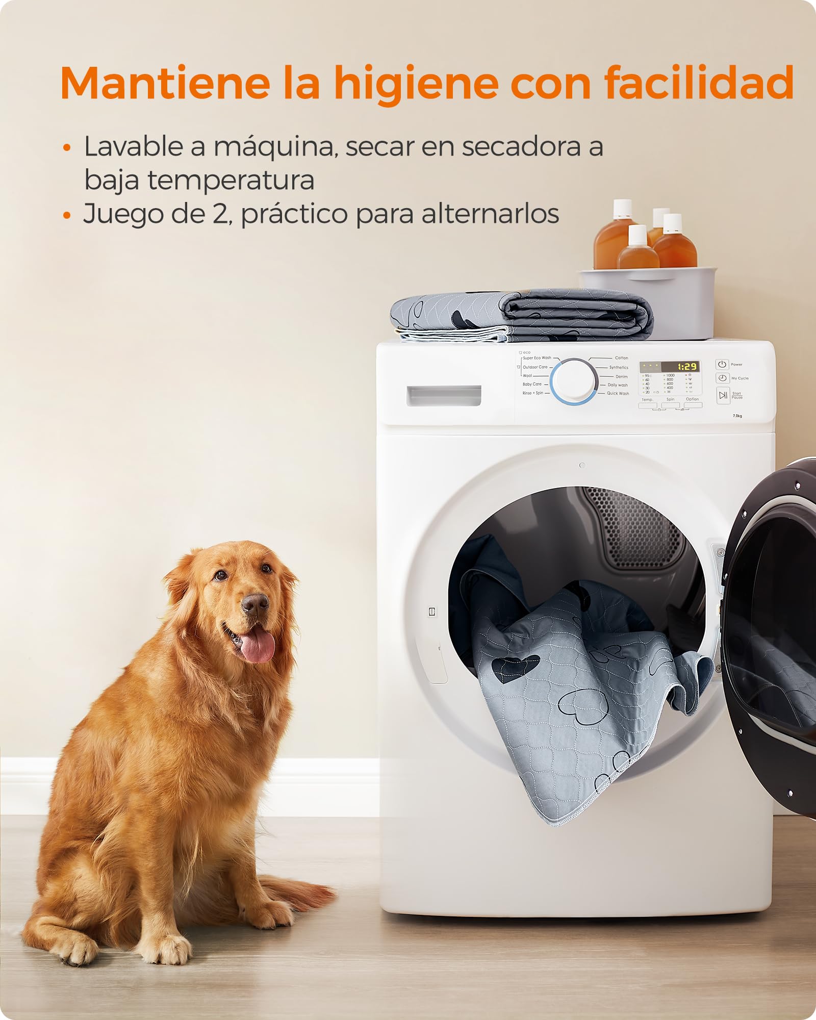 Foto 8 pulgar | Alfombrillas Lavables Para Perros Feandrea, Reutilizables, Absorbentes, 183 X 183 Cm, Color Gris