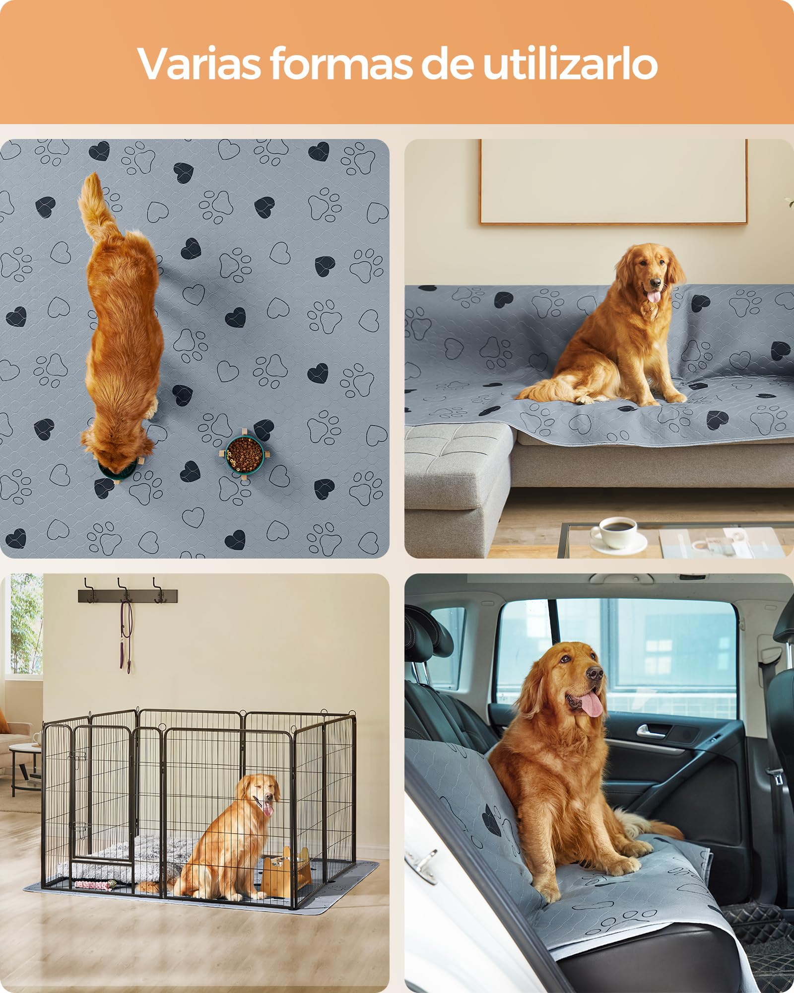 Foto 9 pulgar | Alfombrillas Lavables Para Perros Feandrea, Reutilizables, Absorbentes, 183 X 183 Cm, Color Gris