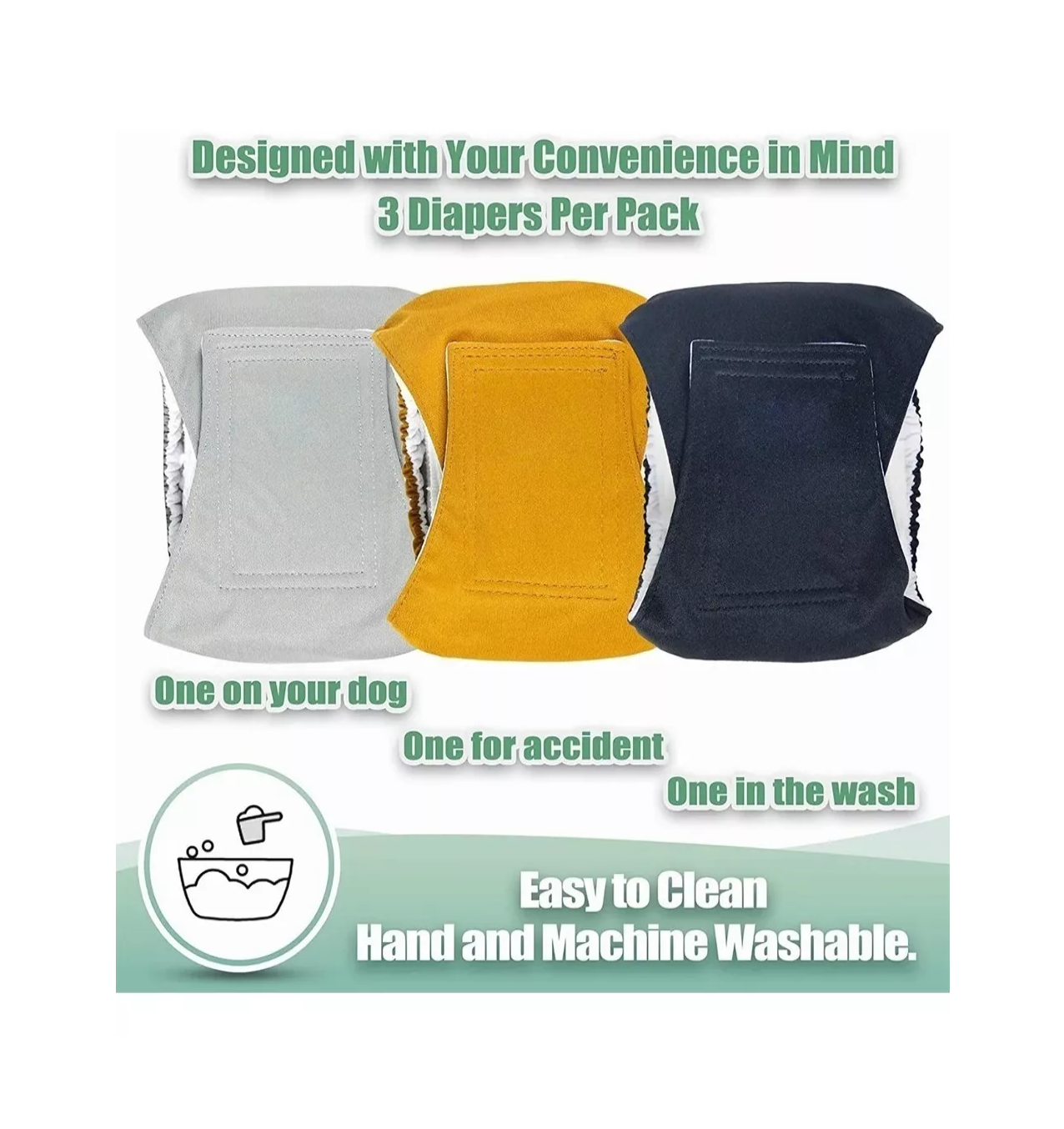 Foto 5 pulgar | Pañales Reutilizables Lavables para Perros 3 pzas Talla S