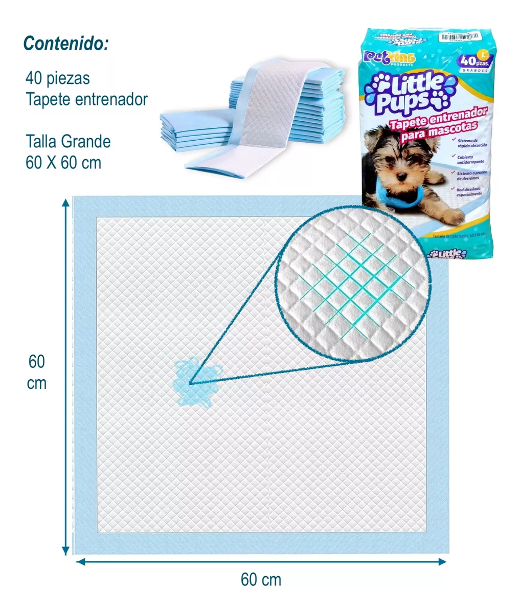 Foto 4 pulgar | Pañales Tapete Entrenador para Perro 60x60cm 40 Piezas