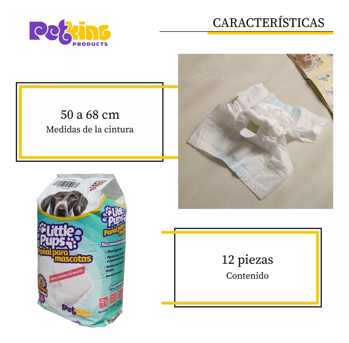 Foto 4 pulgar | 2 Paquetes Pañales Para Perro Grande 12 Pz Cintura 50-68cm Absorbente