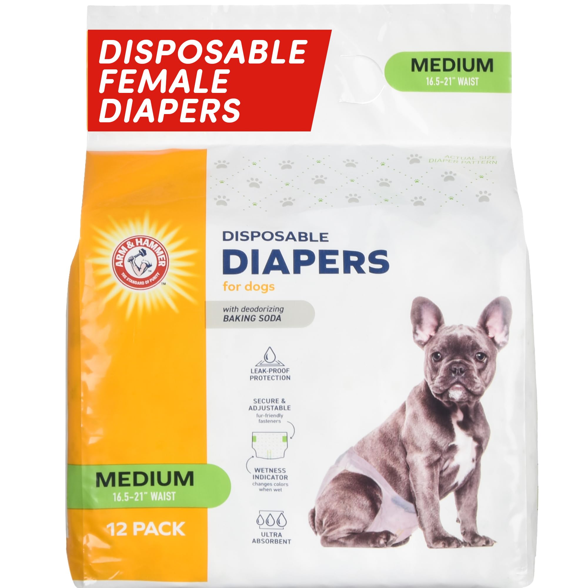 Foto 2 pulgar | Pañales Desechables Para Perros Hembras Arm & Hammer, 12 Unidades - Venta Internacional.
