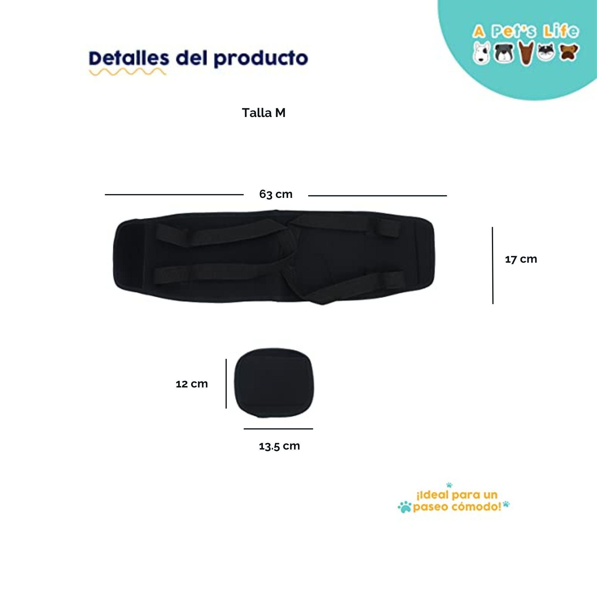 Foto 4 pulgar | Cinturón Auxiliar para Mascotas Arnés de Apoyo Pet's Life PP70 color Negro Mediano