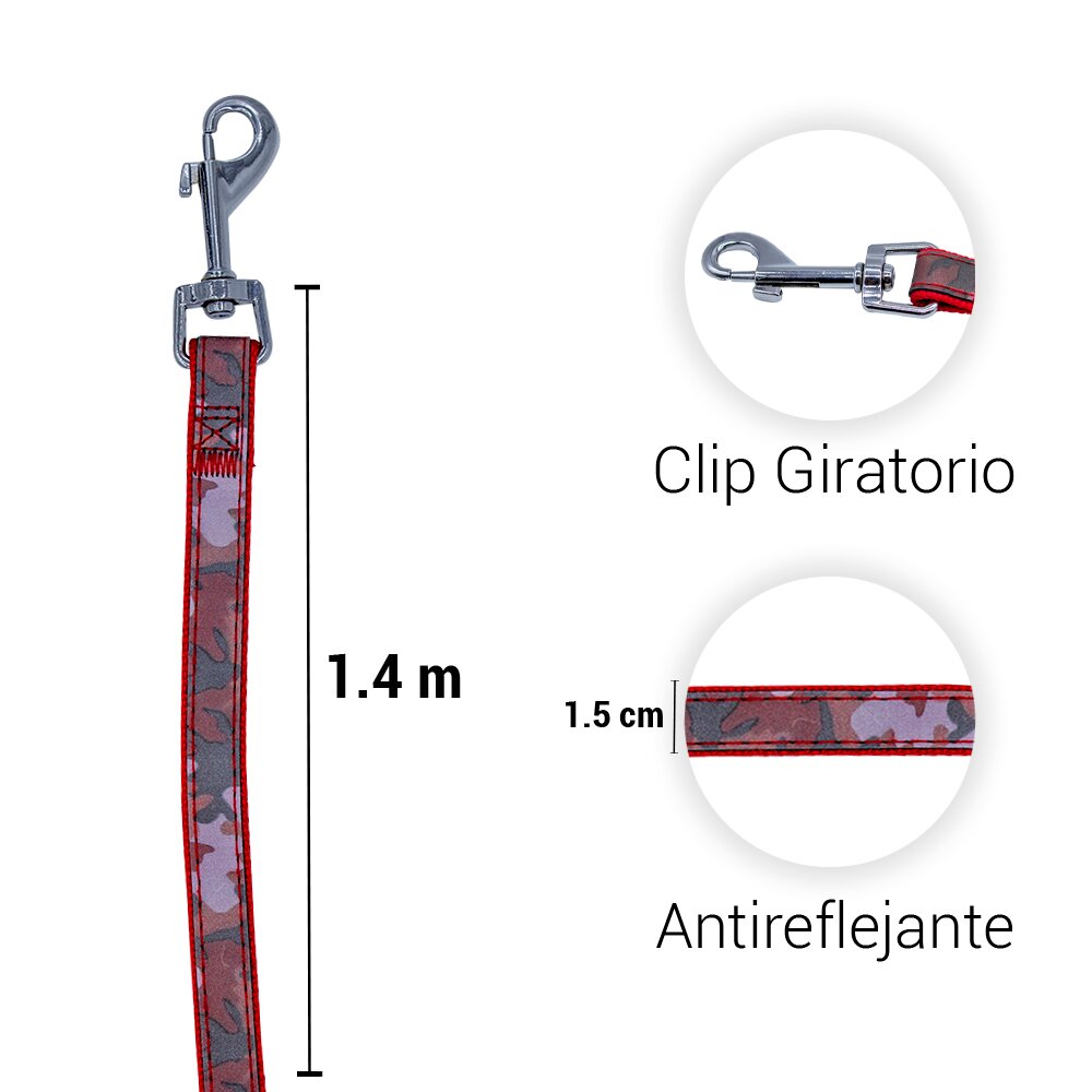 Foto 4 pulgar | Kit para Mascotas Accesorios de Paseo color Rojo más Plato Aluminio Resistente