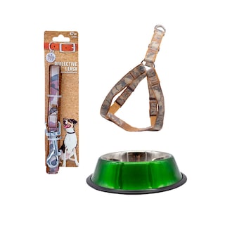 Foto 1 | Kit para Mascotas Accesorios de Paseo Marrón más Plato Aluminio Resistente