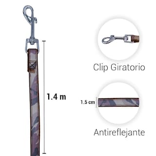 Foto 3 | Kit para Mascotas Accesorios de Paseo Marrón más Plato Aluminio Resistente